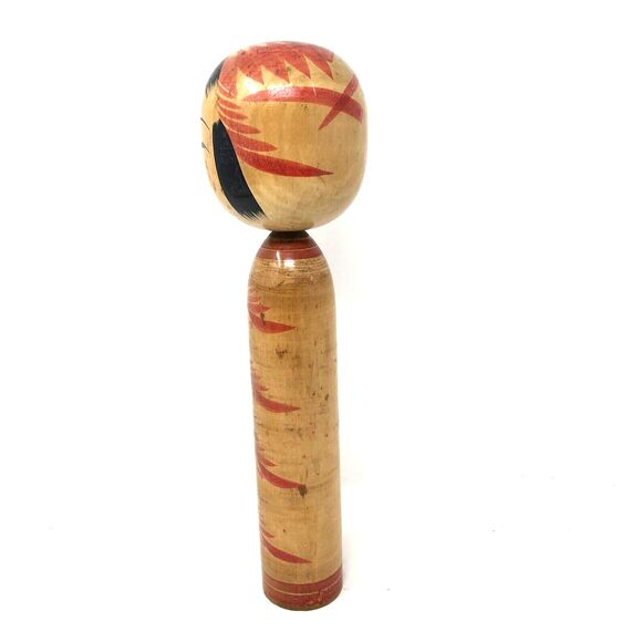 Japanese Wooden Kokeshi Doll Artist Signed Vintage Handpainted Folk Art 12" Tall - Picture 7 of 12
